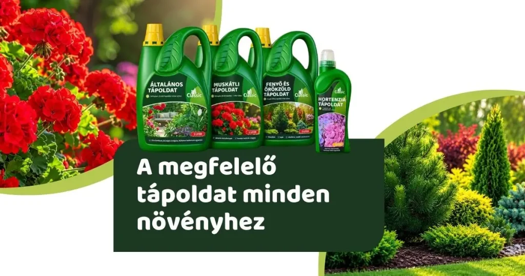Classic tápoldat termékcsalád általános, muskátli, fenyő és hortenzia tápoldattal
